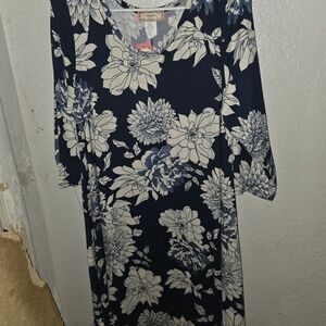 Floral Navy and White Dress